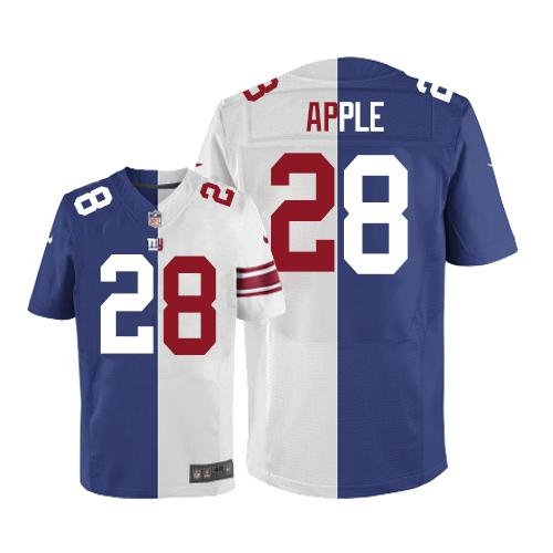 Nike New York Giants 28 Eli Apple Royal Blue White NFL Elite Split Jersey