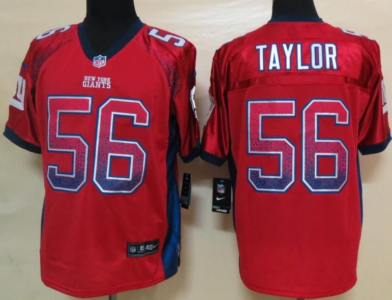 Nike New York Giants 56 Lawrence Taylor Red Drift Fashion Elite NFL Jerseys