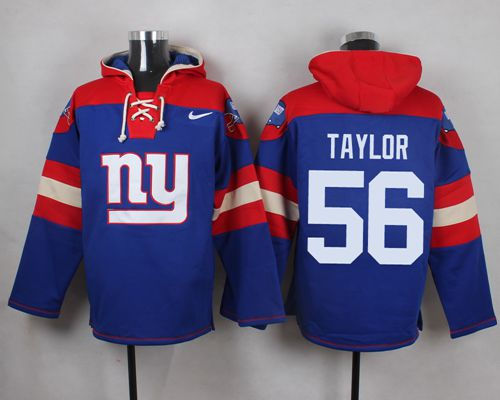 Nike New York Giants 56 Lawrence Taylor Royal Blue Player Pullover NFL Hoodie