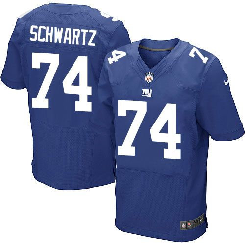 Nike New York Giants 74 Geoff Schwartz Royal Blue Team Color NFL Elite Jersey