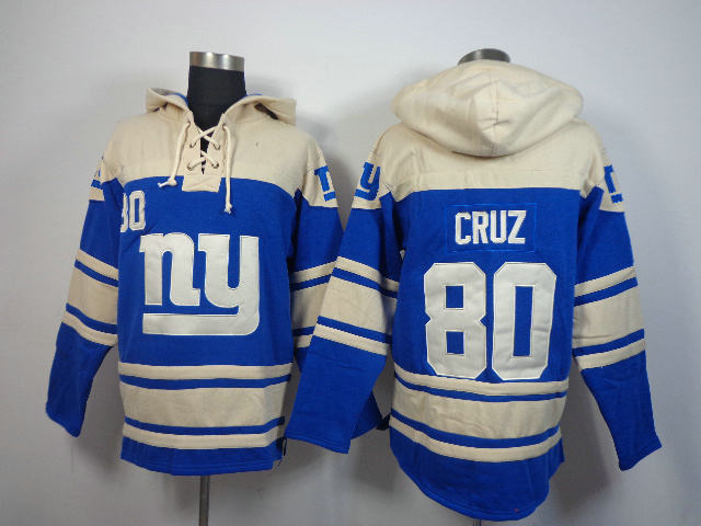 Nike New York Giants 80 Victor Cruz Blue with cream NFL Hoodies