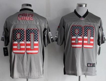 Nike New York Giants 80 Victor Cruz Grey Men-s Stitched NFL Elite USA Flag Fashion Jersey