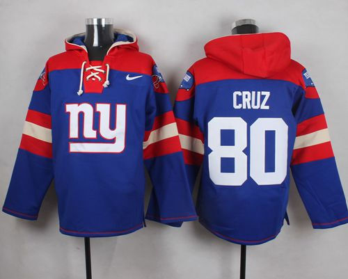 Nike New York Giants 80 Victor Cruz Royal Blue Player Pullover NFL Hoodie
