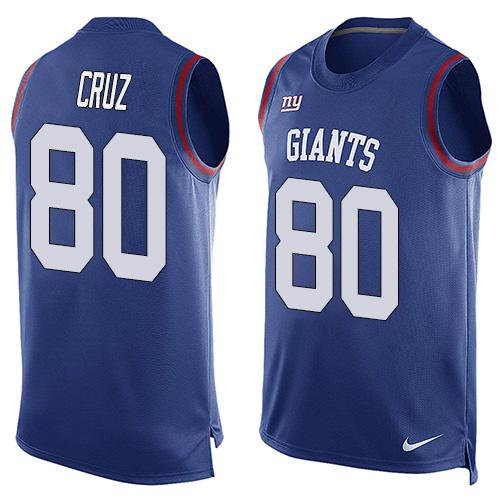 Nike New York Giants 80 Victor Cruz Royal Blue Team Color NFL Limited Tank Top Jersey