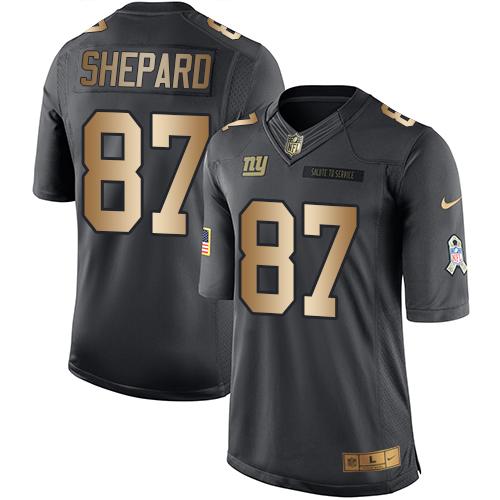 Nike New York Giants 87 Sterling Shepard Black NFL Limited Gold Salute To Service Jersey