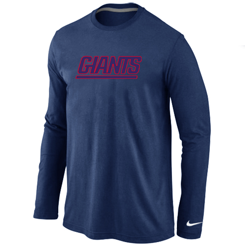 Nike New York Giants Authentic Logo Long Sleeve T-Shirt D.Blue
