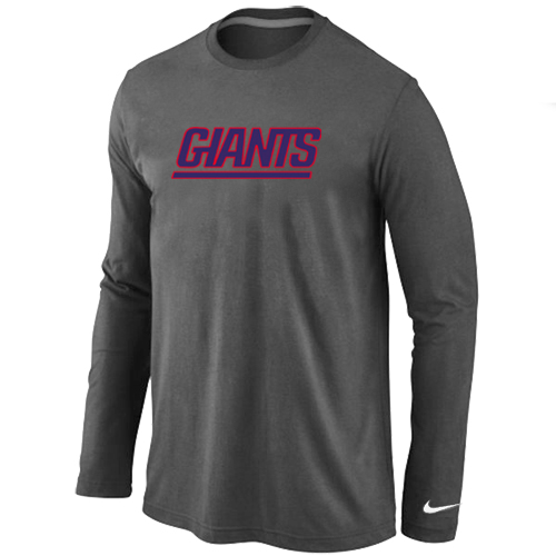 Nike New York Giants Authentic Logo Long Sleeve T-Shirt D.Grey
