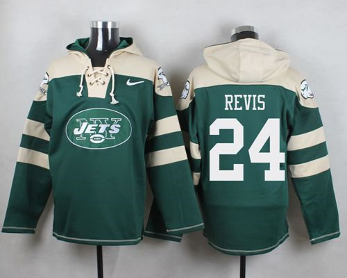 Nike New York Jets 24 Darrelle Revis Green Player Pullover NFL Hoodie