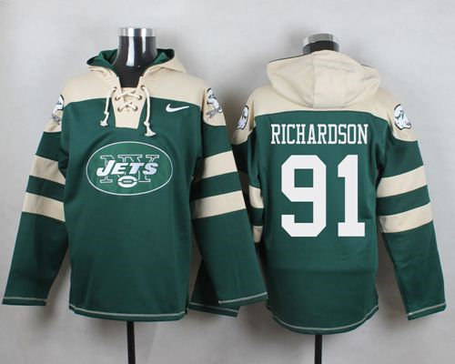 Nike New York Jets 91 Sheldon Richardson Green Player Pullover NFL Hoodie