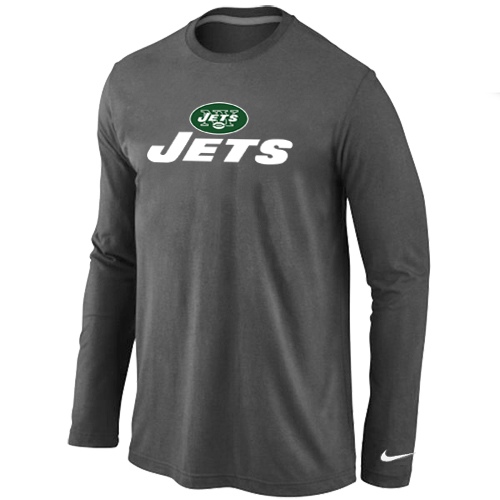 Nike New York Jets Authentic Logo Long Sleeve T-Shirt D.Grey