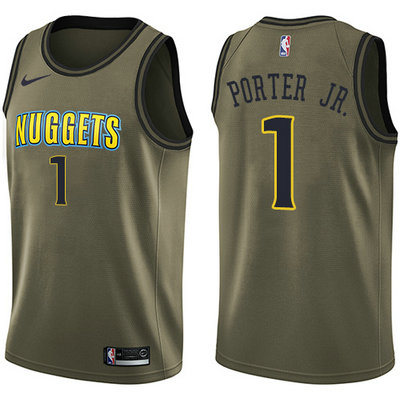 Nike Nuggets #1 Michael Porter Jr. Green Youth NBA Swingman Salute to Service Jersey