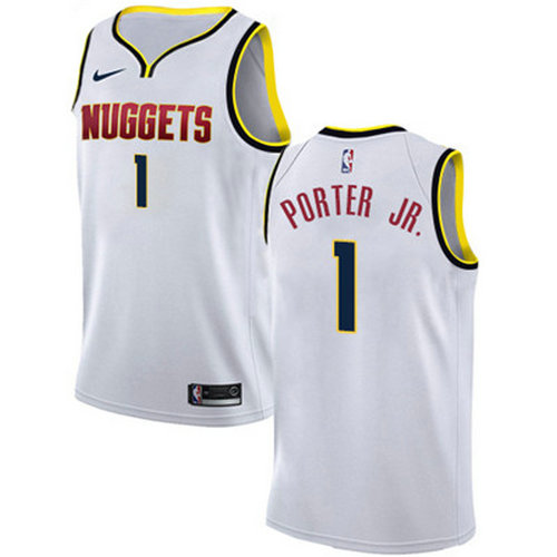 Nike Nuggets #1 Michael Porter Jr. White NBA Swingman Association Edition Jersey
