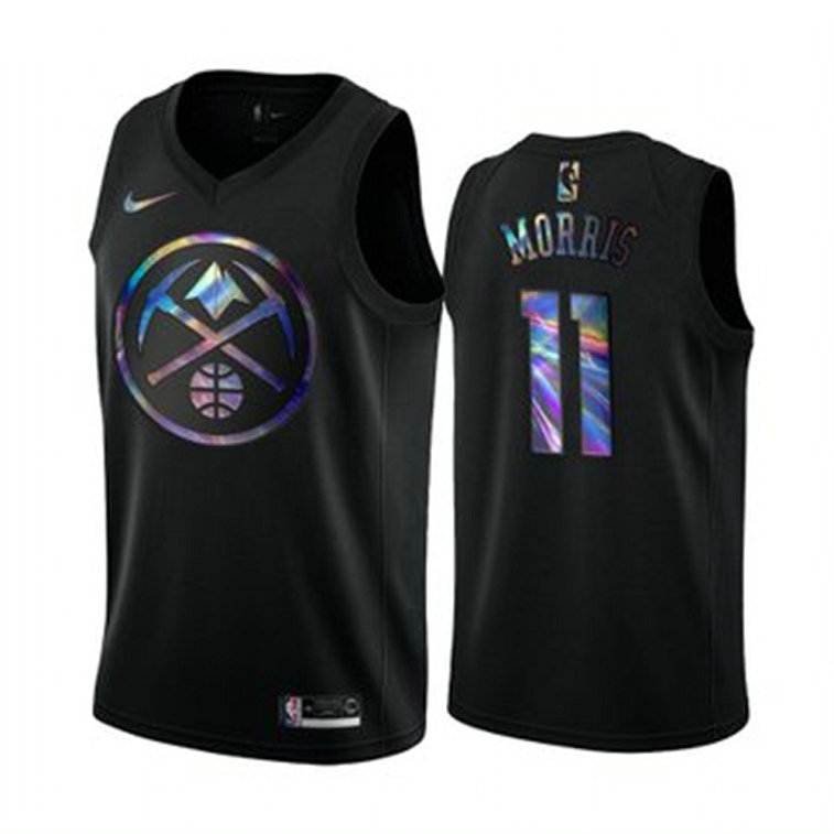 Nike Nuggets #11 Monte Morris Men's Iridescent Holographic Collection NBA Jersey - Black