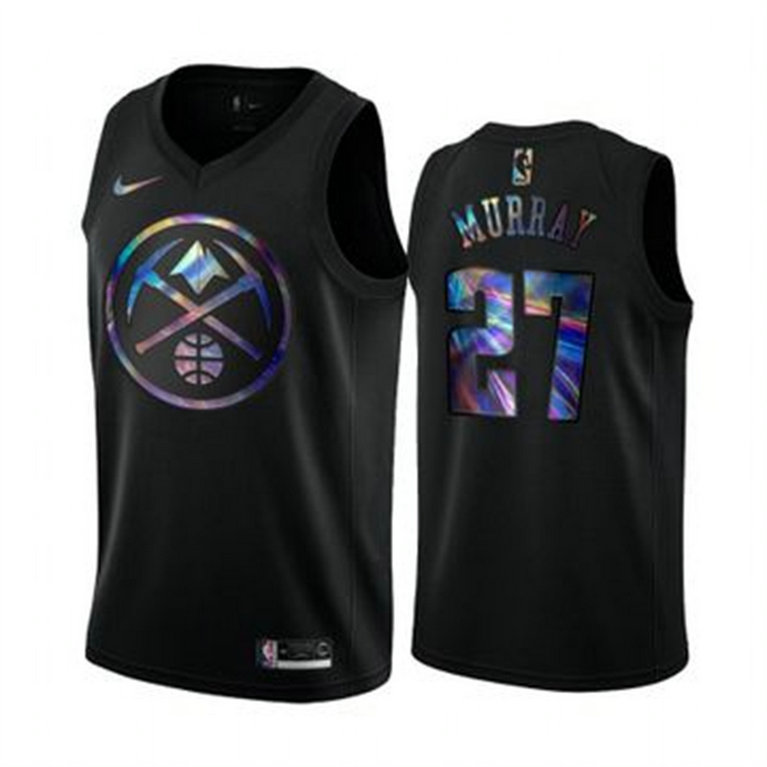 Nike Nuggets #27 Jamal Murray Men's Iridescent Holographic Collection NBA Jersey - Black