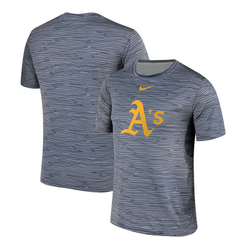 Nike Oakland Athletics Gray Black Striped Logo Performance T-Shirt