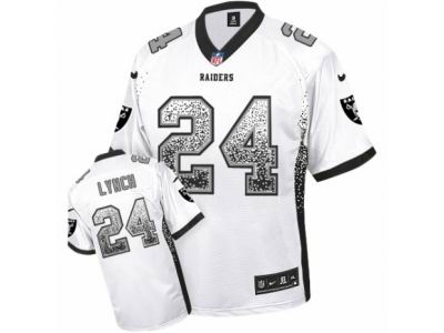 Nike Oakland Raiders #24 Marshawn Lynch Elite White Drift Fashion NFL Jersey