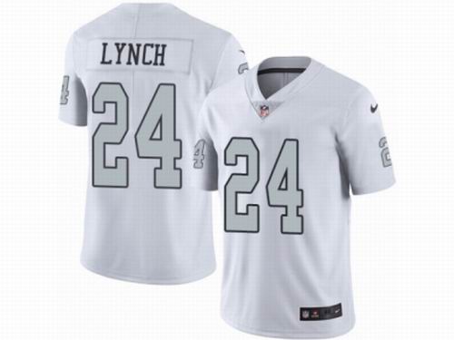 Nike Oakland Raiders #24 Marshawn Lynch Elite White Rush Jersey