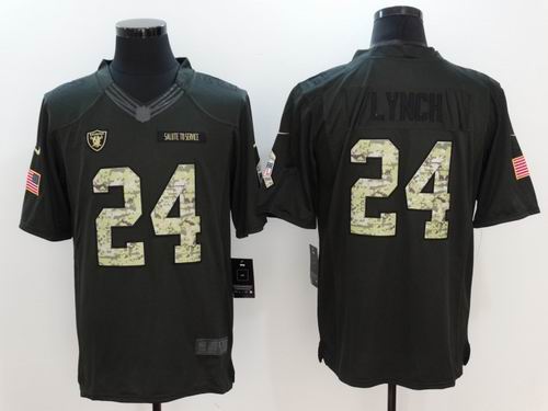 Nike Oakland Raiders #24 Marshawn Lynch green Limited Salute To Service Jersey