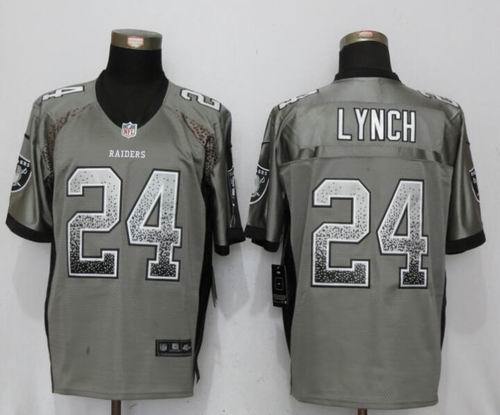 Nike Oakland Raiders #24 Marshawn Lynch grey Elite Drift Fashion Jersey
