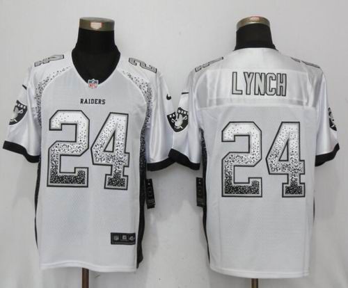 Nike Oakland Raiders #24 Marshawn Lynch white Elite Drift Fashion Jersey