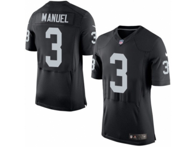 Nike Oakland Raiders #3 E. J. Manuel Elite Black Jersey