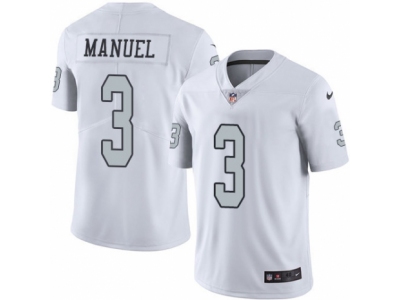 Nike Oakland Raiders #3 E. J. Manuel Elite White Rush Jersey