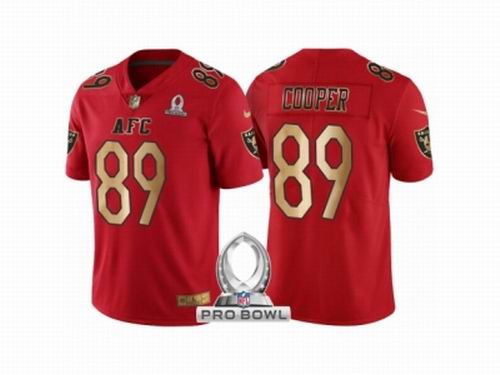 Nike Oakland Raiders #89 Amari Cooper AFC 2017 Pro Bowl Red Gold Limited Jersey