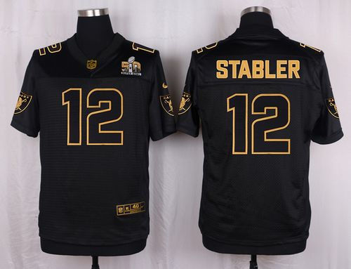 Nike Oakland Raiders 12 Kenny Stabler Black NFL Elite Pro Line Gold Collection Jersey