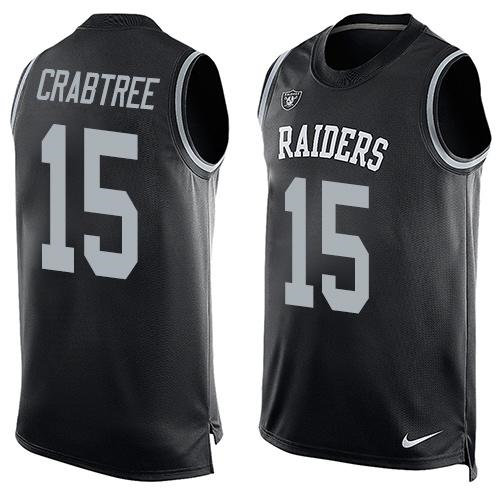 Nike Oakland Raiders 15 Michael Crabtree Black Team Color NFL Limited Tank Top Jersey