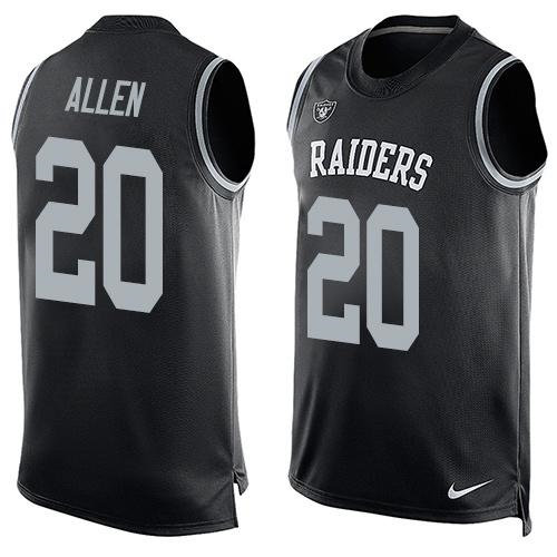 Nike Oakland Raiders 20 Nate Allen Black Team Color NFL Limited Tank Top Jersey