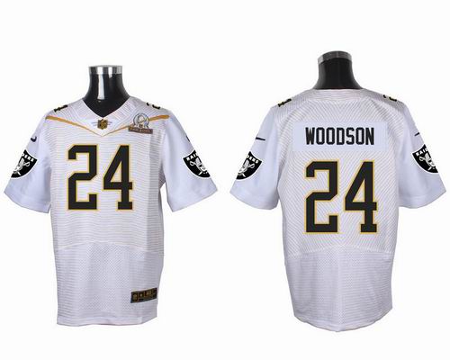 Nike Oakland Raiders 24# Charles Woodson white 2016 Pro Bowl Elite Jersey
