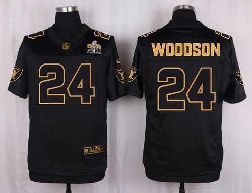 Nike Oakland Raiders 24 Charles Woodson Black NFL Elite Pro Line Gold Collection Jersey