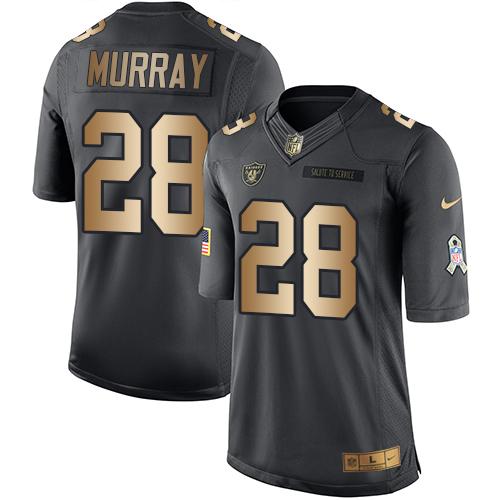 Nike Oakland Raiders 28 Latavius Murray Black NFL Limited Gold Salute To Service Jersey
