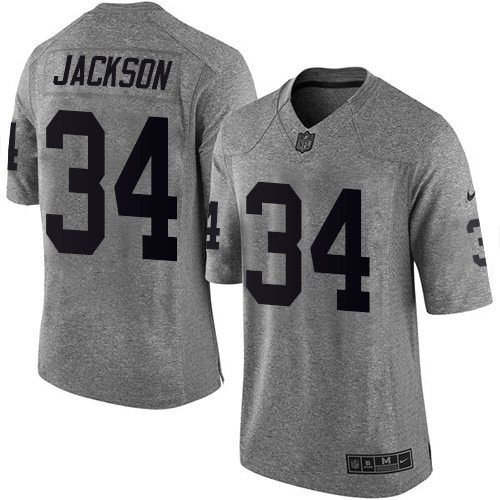 Nike Oakland Raiders 34 Bo Jackson Gray NFL Limited Gridiron Gray Jersey