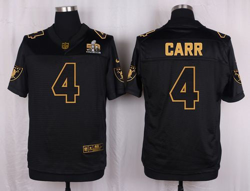 Nike Oakland Raiders 4 Derek Carr Black NFL Elite Pro Line Gold Collection Jersey