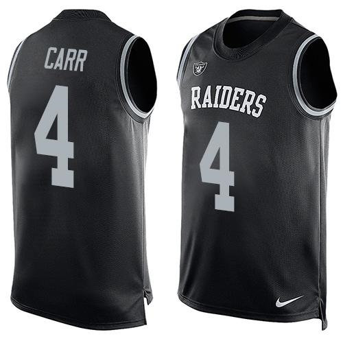 Nike Oakland Raiders 4 Derek Carr Black Team Color NFL Limited Tank Top Jersey