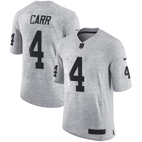 Nike Oakland Raiders 4 Derek Carr Gray NFL Limited Gridiron Gray II Jersey