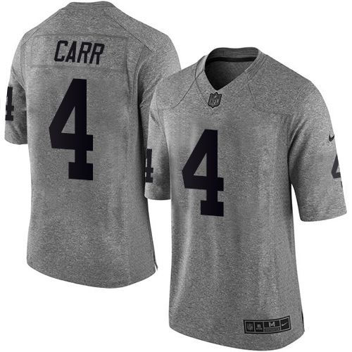 Nike Oakland Raiders 4 Derek Carr Gray NFL Limited Gridiron Gray Jersey