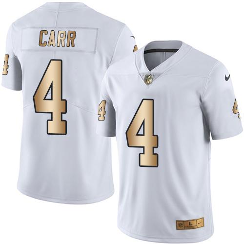 Nike Oakland Raiders 4 Derek Carr White NFL Limited Gold Rush Jersey