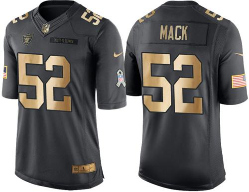 Nike Oakland Raiders 52 Khalil Mack Black NFL Limited Gold Salute To Service Jersey