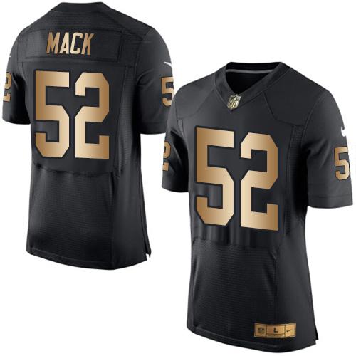 Nike Oakland Raiders 52 Khalil Mack Black Team Color NFL New Elite Gold Jersey