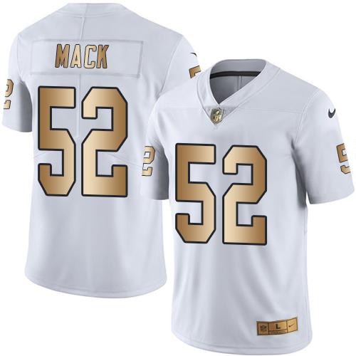 Nike Oakland Raiders 52 Khalil Mack White NFL Limited Gold Rush Jersey