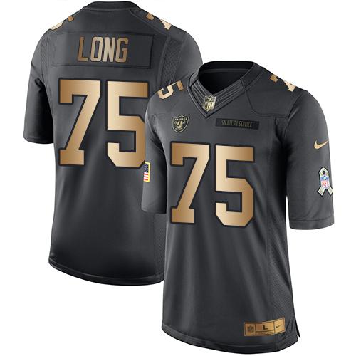Nike Oakland Raiders 75 Howie Long Black NFL Limited Gold Salute To Service Jersey