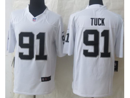 Nike Oakland Raiders 91 Justin Tuck White Game Jersey