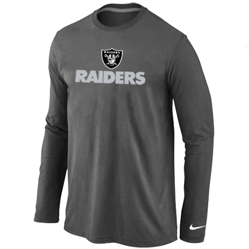 Nike Oakland Raiders Authentic Logo Long Sleeve T-Shirt D.Grey