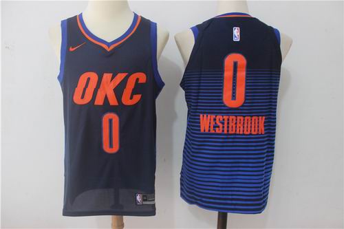 Nike Oklahoma City Thunder #0 Russell Westbrook black blue Jersey