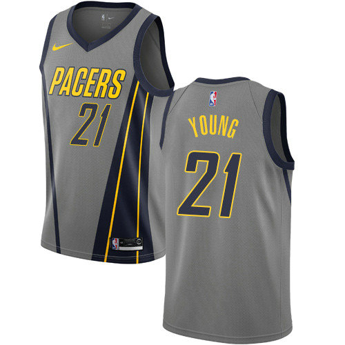 Nike Pacers #21 Thaddeus Young Gray NBA Swingman City Edition 2018 19 Jersey