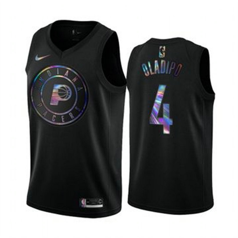 Nike Pacers #4 Victor Oladipo Men's Iridescent Holographic Collection NBA Jersey - Black