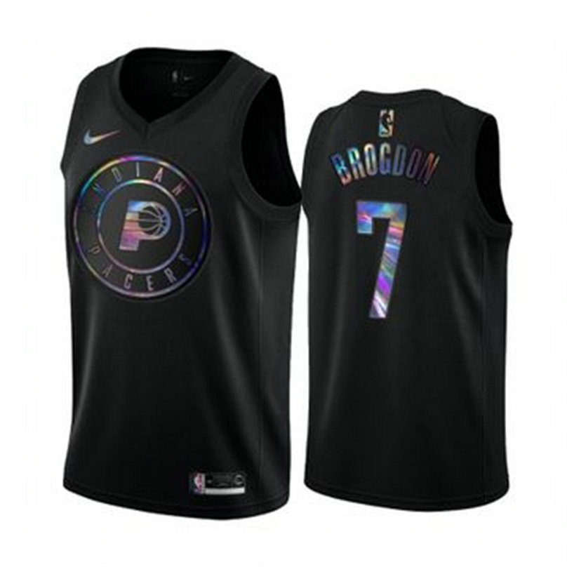 Nike Pacers #7 Malcolm Brogdon Men's Iridescent Holographic Collection NBA Jersey - Black