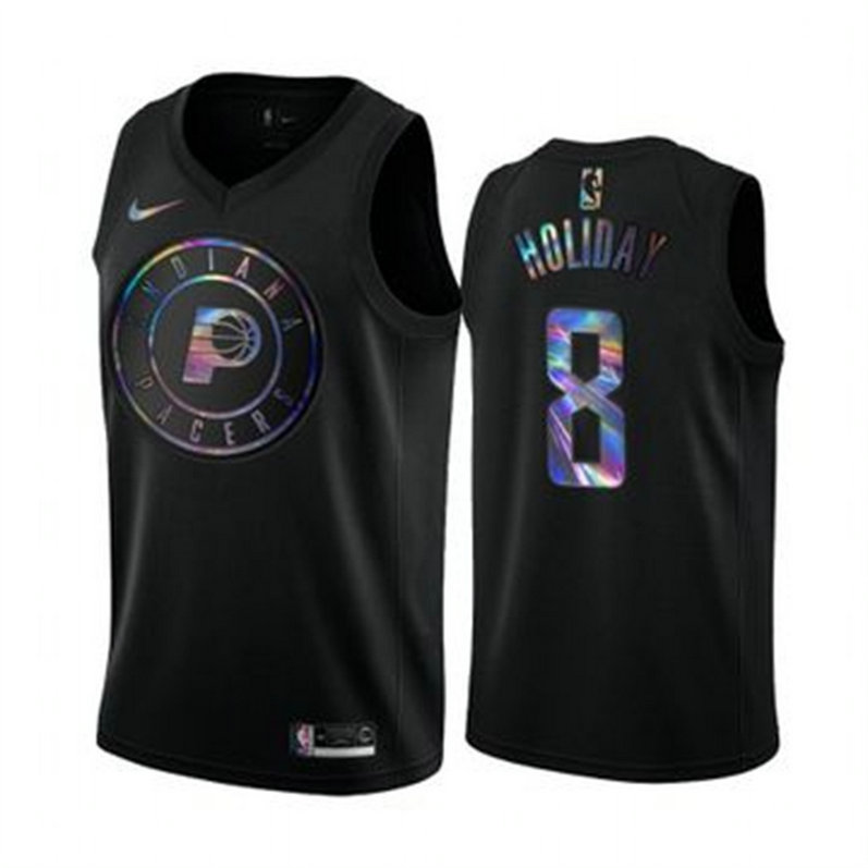 Nike Pacers #8 Justin Holiday Men's Iridescent Holographic Collection NBA Jersey - Black
